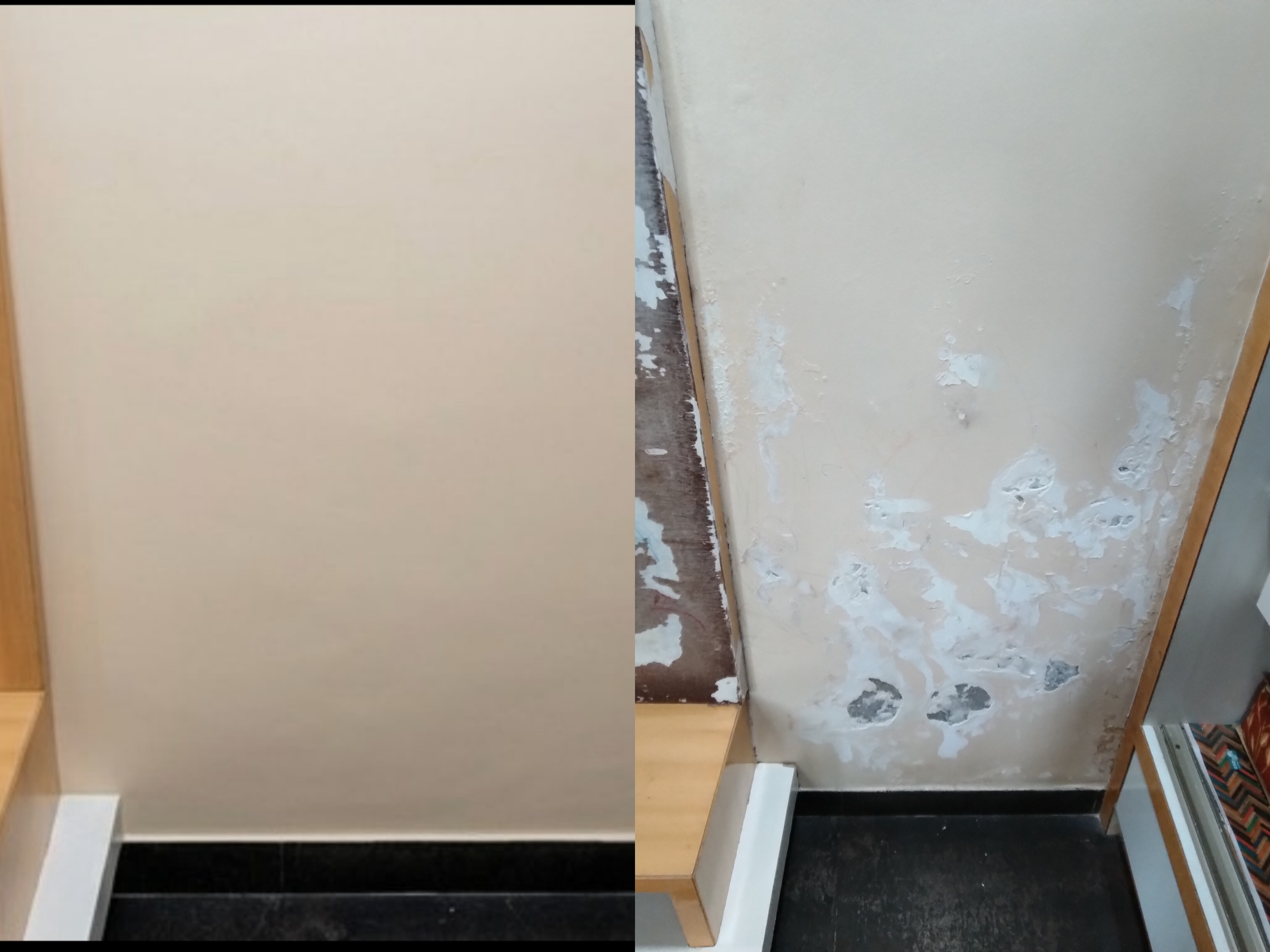 Before and after Cyond repair: Wall Dampness Resolved in Kondapur Home